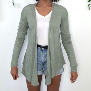 Abercrombie Fitch Olive Green Thin Knit Cardigan